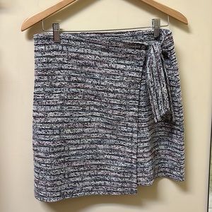 Loft small petite faux wrap skirt. Tweed. Pink blue green black and white